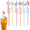 KEWUF Paille Enfant, 6 Pièce Pailles Reutilisable, Straws Plastique Colorées, Pailles Spirales de Dessins Animés pour Fêtes Anniversaire Enfants