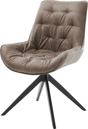 DELIFE Polsterstuhl Taimi-Flex Kreuzgestell breit Schwarz Mikrofaser Taupe Vintage