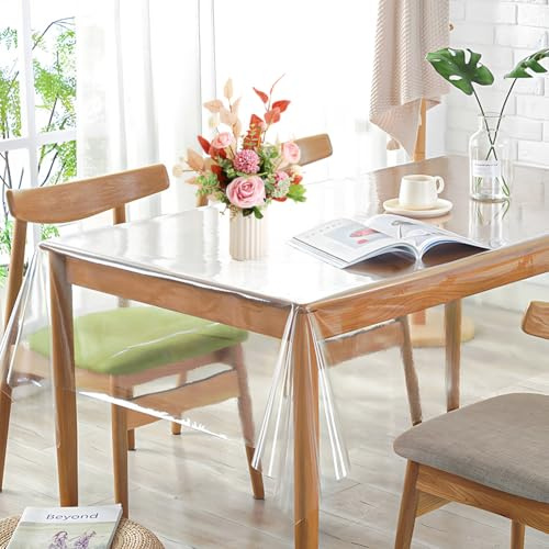 Wapasezyar Tischdecke Transparent, Durchsichtige Tischdecke, PVC Tischfolie Durchsichtig 0.13 mm Stark Wasserdicht Tischschutzfolie, Tisch Schutzfolie Klarsichtfolie (100x160cm)