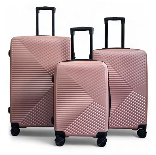 Infinity 3 teiliges Gepäckset Hartschalen Leichtes ABS Reisen Kabine Case Feiertage Koffer Taschen (3-teiliges Set inklusive Kabine, M, L) Roségold