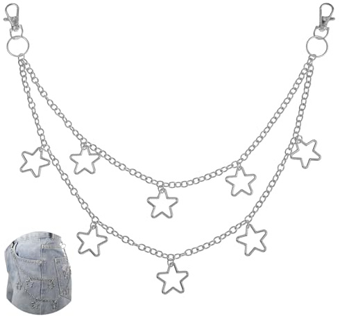 LXUEJIE Hosenkette Silber, Jeans Ketten Punk Rock Hosenkette für Männer und Frauen Mode Hip Hop Kette Pants Chain Kettengürtel für Fashion Geschichtete Hosen Kette Männer und Frauen