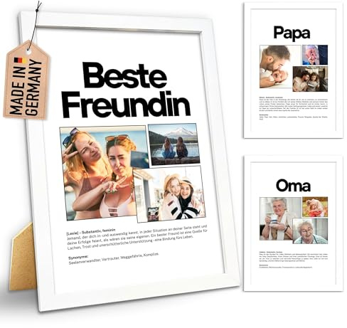Customdo Fotocollage selbst gestalten für Mama Opa Love Fotogeschenk mit Herz | Geschenke mit Foto | Personalisierte Geschenke zum Geburtstag | Kunstdruck Fotodruck Familie Geschenk 3 Bilder
