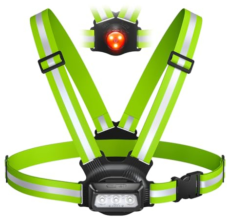 ACSO Running Lights for Runners,3000mAh,600L Running Light,360°Reflective Vest,45° Adjustable,IPX5 Waterproof Rechargeable Light Up Gear for Night Walking/Cycling/Jogging/Hiking.