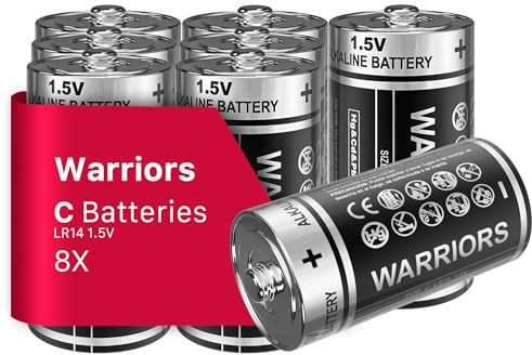 Warriors 8X Batteria C LR14 1,5V Alcalina, Lunga Durata