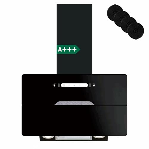 DOPURE Dunstabzugshaube, Wandmontage, 60 cm – 640 m³/h, Touch-und Gestensteuerung, 9 Geschwindigkeiten, 4 Kohlefilter inklusive, Klasse A+++, Schwarz