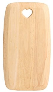 T&G 10880 Colonial Home Rectangular Chopping Board with Heart Cut-Out in Hevea, Small, 27.5 x 15 x 1.5 cm, Brown