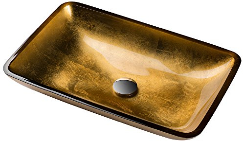 Kraus gvr-210-re Golden Pearl Rectangular recipiente de vidrio baño fregadero