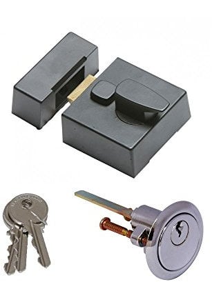 Night Latch Double Locking Narrow Gunmetal Finish With 3 Keys 1 Pack/S