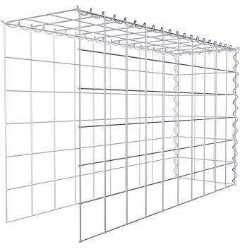 Steinkorb-Gabione eckig, Maschenweite 10 x 10 cm, Tiefe 30 cm, Anbaukorb Typ 4, Spiralverschluss, galvanisch verzinkt (100 x 60 x 30 cm)