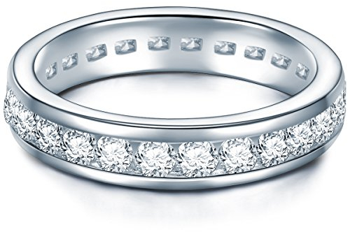 Trilani Damen-Memoirering Sterling Silber Zirkonia weiß im Brillantschliff - Verlobungsring Ehering Trauring