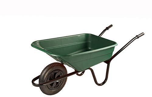 Walsall Wheelbarrows 90Ltr Shire Plastic Green Wheelbarrow Barrow in a Box, Green - Pneumatic Wheel