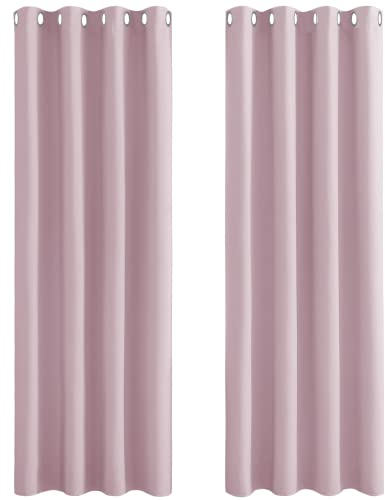 PONY DANCE Vorhänge Kinderzimmer Mädchen Thermovorhang Hitzeschutz mit Ösen Gardinen Blickdicht Verdunkelungsvorhang Hellpink Ösenvorhang 2er Set H 228 x B 117 cm
