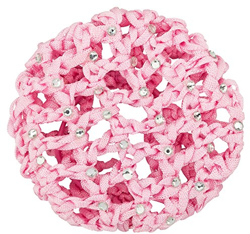 tanzmuster Ballett Duttnetz - Mila - mit Glitzersteinen und Haargummi - rosa - Knotennetz für dickes und dünnes Haar - Damen und Kinder