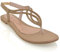ESSEX GLAM Womens Flat T-Bar Diamante Sparkly Ladies Slingback Toe Post Sandals Shoes Size (UK 6 / EU 39 / US 8, Rose Gold)