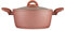 Tower Cerastone T81272RS Forged Casserole Dish with Non-Stick Coating , Soft Touch Handles and Tempered Glass Lid, 24 cm, 4.2 L, Rose Pink