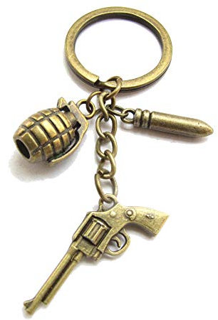 Waffen-Schlüsselanhänger, Survival-Werkzeuge, Granaten-Schlüsselanhänger, Geschenk für Waffe und Patronen, Unisex-Zubehör, Geschenk für Freund, Vater M Bronze-Pistole Granatenkugel