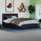 Vida Designs Lisbon Small Double Bed, 4Ft Ottoman Bed Frame Upholstered Faux Leather Headboard Low Foot End Bedroom Furniture, Brown (UKFR Certified)