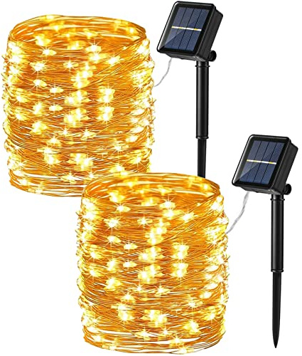 Brizled Solar String Lights 2 Pack, 132FT 400 LED Outdoor Solar Fairy Light