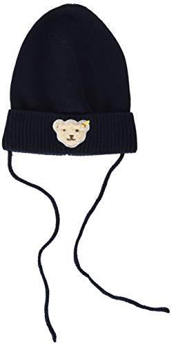 Steiff Baby-Mädchen mit Teddybärmotiv Mütze, Blau (Black Iris 3032), 41 (Herstellergröße: 041)