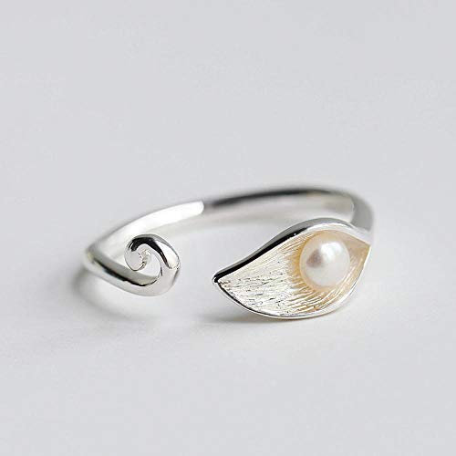 Damen 925 Sterling Silber Luxus Ringe,Verstellbare Ringe Silber Farbe Blatt Blätter Pflanze Blume Ring Für Frauen Mädchen Party Geschenk Seltene Kostbare Einzigartige