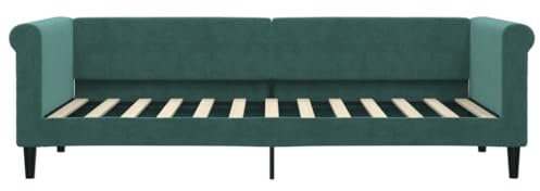 HEFZGDB Tagesbett Dunkelgrün 80x200 cm Samt Single Bed Bettgestell Einzelbetten Bettrahmen für Schlafzimmer Wohnbereich Gästezimmer Herberge