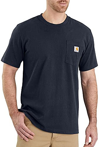 Carhartt Men's Relaxed Fit Heavyweight Short-Sleeve K87 Pocket T-Shirt, Navy, XS