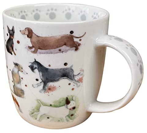 Alex Clark Dogs Mug- Different Dog Breeds - Original Artwork - Cup for Animal Lovers - Gift Ideas - Perfect for Coffee & Tea - Vegan Friendly - Designed in The UK...