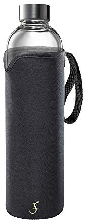 Lurch 240833 Glasflasche aus Borosilikatglas mit Iso-Hülle aus Neopren 1l schwarz, Glas