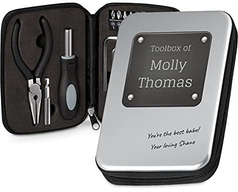 Maverton Mini Tool Set in a Personalised Aluminum Box - at-Home Personalised Toolbox for Woman - Birthday Gift - for Female Tinkerers - Best