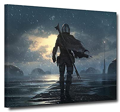ZHONGYUTONG Mandalorian Filmposter Gerahmtes Leinwandbild Wandbild Mando Wanddekoration Idee Geschenk für Star-Fans (30x45cm)