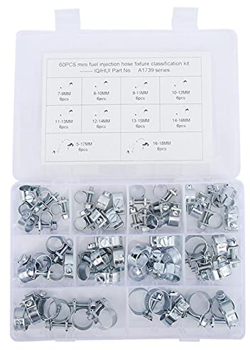 60Pcs Mini Schlauchschelle, Verzinkte Schlauchschellen Set, Kraftstoffleitung Schlauchschellen, Rohrschelle Autozubehör