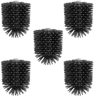 Bürstenking Silikon WC Ersatzbürstenkopf, 65 mm, Toilettenbürstenkopf Set passend für M12 WC-Garnituren, Silikon Ersatzklobürstenkopf, mit M12 Innengewinde, 5 Stück, schwarz