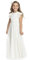 Aibaowedding Boho Children's Long Chiffon Dress w/ Tie Belt, Short Sleeves - Vintage Chic A-line Communion & Bridesmaid Dress for Girls, White, Size 12
