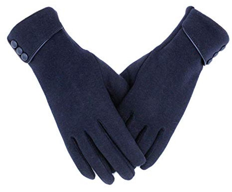 Tomily Guanti da donna touch screen pile antivento invernali, Blu mare, Taglia unica
