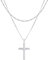 Kuzzoi Herren Silber-Halskette im Layer Look mit Kreuz Anhänger (30 mm), Halskette für den Mann in 925 Sterling Silber poliert, Layer Kette mit Anhänger im zeitlosen Design, Länge 50 cm