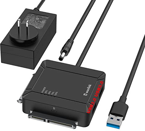 WAVLINK Adaptateur USB 3.0 vers double baie SATA, connecteur externe de disque dur SATA 2,5 3,5 pour transfert de fichiers et sauvegarde avec fonction de clonage hors ligne