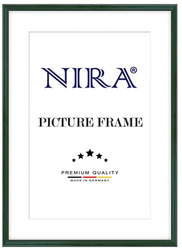 NiRa Massiv Holz Bilderrahmen Schmal 30 x 42 cm in Dunkel-Grün Hochglanz | Farbe und Größe wählbar | Rahmen für Poster | Puzzle | Foto collage HD122
