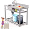 OCAZI Spülbecken Küche Spüle Edelstahl Waschbecken Küche, 304 Küchenspüle Edelstahl Spülbecken Organizer Spülbecken Edelstahl Werkbank 90x50x80cm/35.4x19.7x31.5in Left