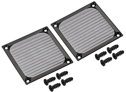 PATIKIL 80mm Fan Filter Grills with Screws, 2 Pack Aluminum Frame Stainless Steel Mesh Dustproof Cover for Computer Case, Black