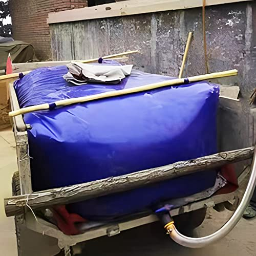 ZJKXJH Wasserbehälter PVC Wasserspeicher Blase Portable, Großvolumiger Faltbarer Wassertank Mit Wasserhahn, Outdoor Regenwasser Wassersack Für BAU, Landwirtschaft (Size : 1.5x1x0.7m/1000L/264Gal)