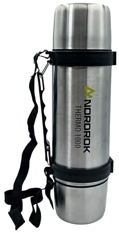 Nordrok 75060 Twin Cup Flask 1000 (Cup 2 X 200ml), Sliver