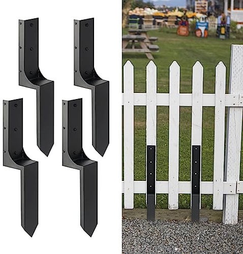 JoliJour Support de Poteau à Enfoncer,Piquets d'ancrage au Sol,Pour Réparation de Poteaux de Clôture en Bois et Construction de Base de Clôture en Boispoteau de Cloture en Bois(lot de 4)