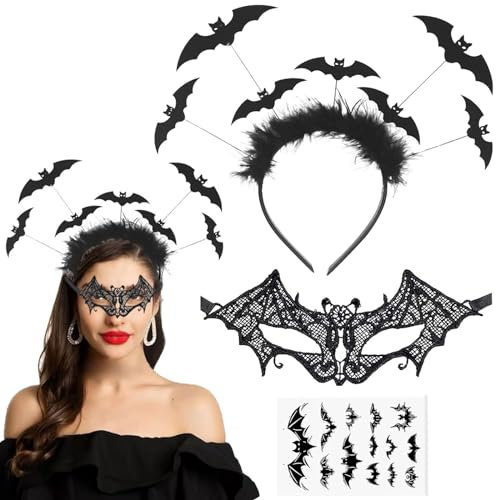 Halloween Haarreif Kopfschmuck, 3 PCS Haarreifen Halloween Haarreifen Haarreif, Halloween Haarschmuck Accessoires Fledermaus, Fledermaus Kostüm Damen Halloween Kopfschmuck Kostüm Damen Fledermaus