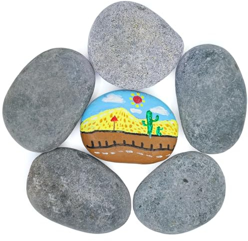 Lot de 6 grands galets plats de 9 à 12 cm pour peinture, pierres de rivière naturelles peintes à la main, gravier de marbre pour jardin, travaux manuels et arts