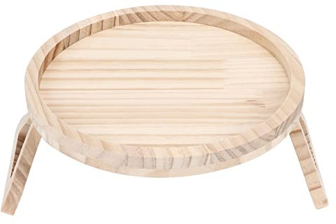 Fdit On-Tablett aus Bambus, 24,9 cm, Rund, für Zuhause, Couch, Sofa, Armlehne, Tablett, Tisch mit Einfachem Zugang, Geeignet für Kleine Räume, Einfach Ansteckbar, für Snacks (25cm)