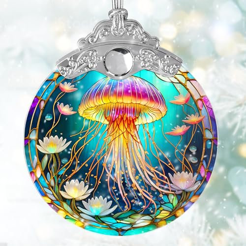 Jocidea Buntglas-Sonnenfänger, Quallen-Ornament für Weihnachtsbaum, Feiertagsdekoration, Heimdekoration und Geschenke
