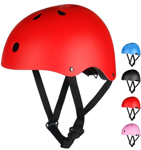Kids Helmet, Kids Bike Helmet Age 3-13, Adjustable Cycle Helmet for Boys Girls & Toddler, Lightweight Skateboard Helmet Children Safety Multi-Sport Bicycle Helmet for Cycling (Red, S:50-54 cm)