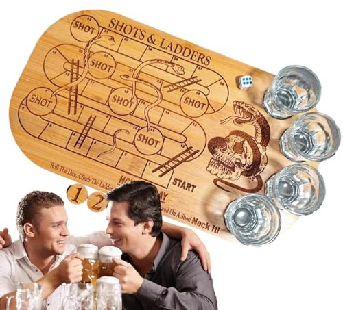 Leryveo Gioco di bicchieri di vino, gioco di bevute da tavolo, Gioco per bere da tavolo con scacchi in legno, Set da gioco per bar con tavolo da scacchi volanti per forniture per feste a casa in hotel