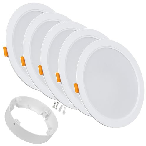 Maclean MCE372 R + MCE377 R LED Licht-Panel Einbaustrahler 5-er Pack Deckenstrahler Deckenspot Deckenleuchte Decken-Strahler Einbauleuchte (5-er Pack 18W Einbaustrahler + Aufputzadapter, Rund)