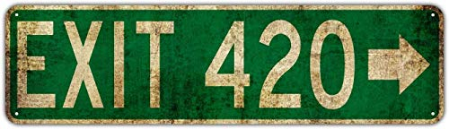 EXIT 420 Straßenschild Vintage Rustikales Retro 10,2 x 40,6 cm Blechschild